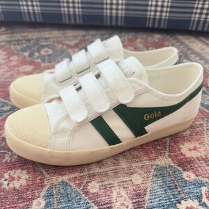 Gola White and Green Velcro Sneakers